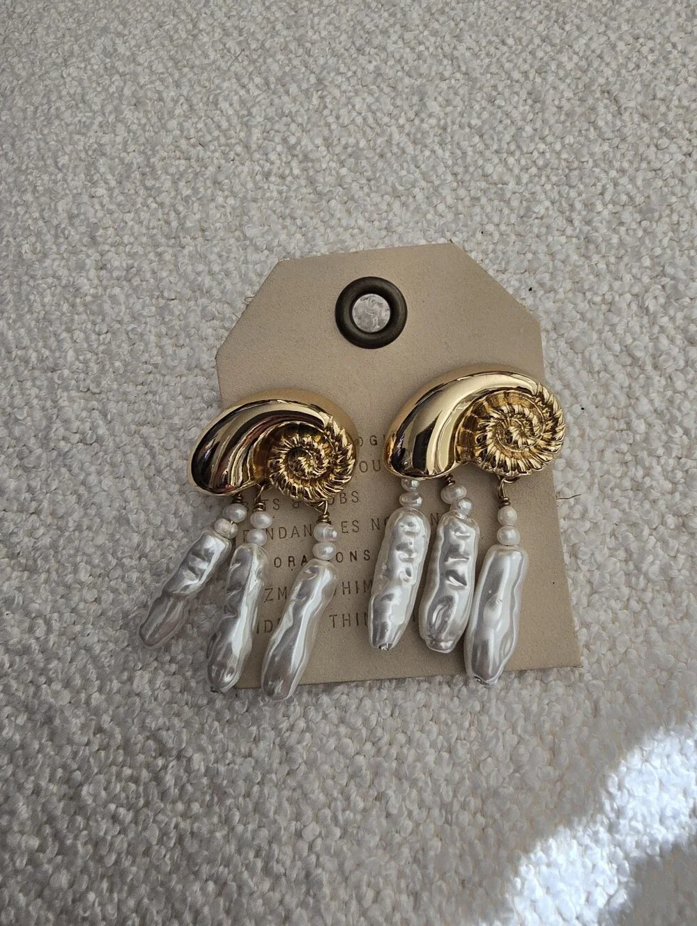 NWT! Anthropologie, Metallic Shell Pearl Drop Earrings, MSRP $48